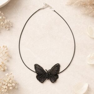 Delicate Black Butterfly Necklace